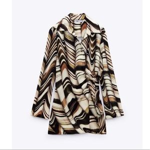 Zara Woman Long Print Printed Shirt Size XS